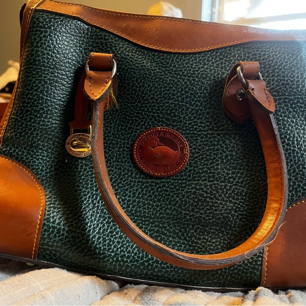 Classic Green and Brown Leather dooney and Bourke Tote Bag